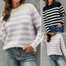 Laden Sie das Bild in den Galerie-Viewer, Gestreifter Pullover mit Rundhalsausschnitt