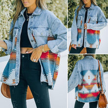 Laden Sie das Bild in den Galerie-Viewer, Damen Vintage Jeansjacke mit Taschen