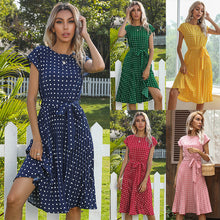Laden Sie das Bild in den Galerie-Viewer, Fließendes Plissiertes Kleid Mit Polka-Dots