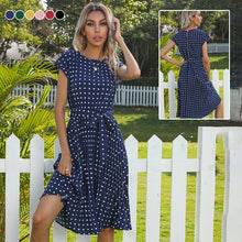 Laden Sie das Bild in den Galerie-Viewer, Fließendes Plissiertes Kleid Mit Polka-Dots