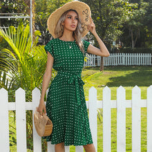 Laden Sie das Bild in den Galerie-Viewer, Fließendes Plissiertes Kleid Mit Polka-Dots