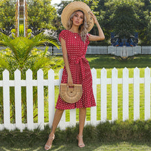 Laden Sie das Bild in den Galerie-Viewer, Fließendes Plissiertes Kleid Mit Polka-Dots