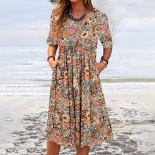 Laden Sie das Bild in den Galerie-Viewer, Fließendes Sommerkleid Mit Blumenmuster