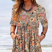 Laden Sie das Bild in den Galerie-Viewer, Fließendes Sommerkleid Mit Blumenmuster