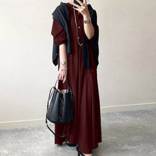 Laden Sie das Bild in den Galerie-Viewer, Lässiges Kleid mit Knopfmanschetten aus Baumwolle (ohne Mantel)