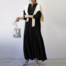 Laden Sie das Bild in den Galerie-Viewer, Lässiges Kleid mit Knopfmanschetten aus Baumwolle (ohne Mantel)