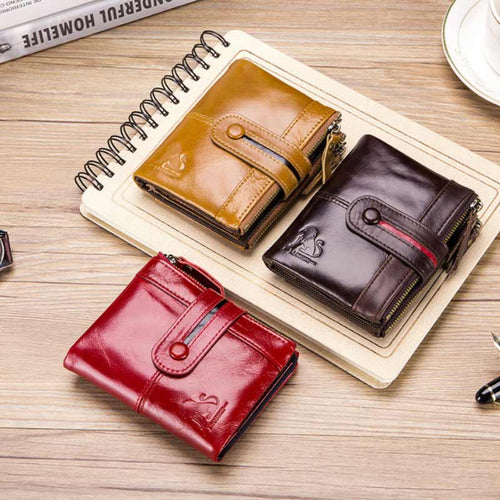 Geldbörse aus gewachstem Leder mit Schnalle für Herren