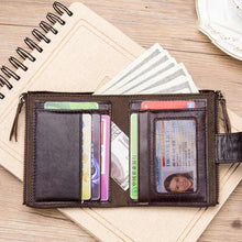 Laden Sie das Bild in den Galerie-Viewer, Geldbörse aus gewachstem Leder mit Schnalle für Herren