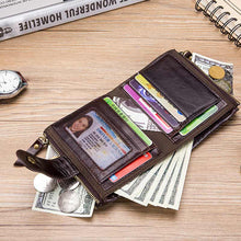 Laden Sie das Bild in den Galerie-Viewer, Geldbörse aus gewachstem Leder mit Schnalle für Herren