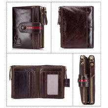 Laden Sie das Bild in den Galerie-Viewer, Geldbörse aus gewachstem Leder mit Schnalle für Herren