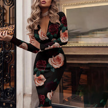 Laden Sie das Bild in den Galerie-Viewer, Glamouröses Langärmliges Kleid Mit V-Ausschnitt