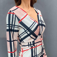 Laden Sie das Bild in den Galerie-Viewer, Glamouröses Langärmliges Kleid Mit V-Ausschnitt