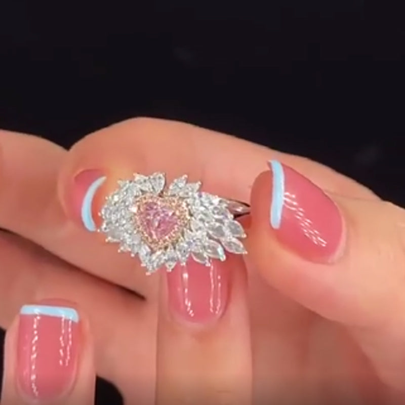 Glänzender luxuriöser Rosa Herzring