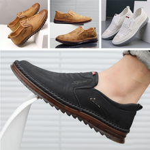 Laden Sie das Bild in den Galerie-Viewer, Handgenähte atmungsaktive Lederschuhe mit weicher Oberfläche und Sehnensohle