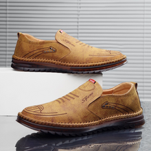 Laden Sie das Bild in den Galerie-Viewer, Handgenähte atmungsaktive Lederschuhe mit weicher Oberfläche und Sehnensohle