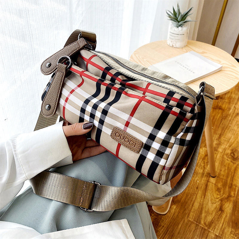 Karierte Umhängetasche Aus Nylon