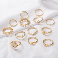 Laden Sie das Bild in den Galerie-Viewer, Krone Stern Mond Knuckle Ring Set(13 Stück)