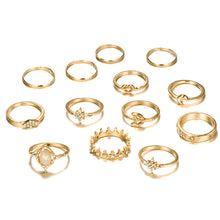Laden Sie das Bild in den Galerie-Viewer, Krone Stern Mond Knuckle Ring Set(13 Stück)