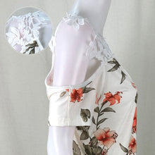Laden Sie das Bild in den Galerie-Viewer, Kurzärmliges schulterfreies bedrucktes Spitzenkleid