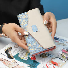 Laden Sie das Bild in den Galerie-Viewer, Lange Geldbörse mit Blumenraute für Damen