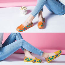 Laden Sie das Bild in den Galerie-Viewer, Lässige flache weiche bedruckte Lederschuhe für Damen