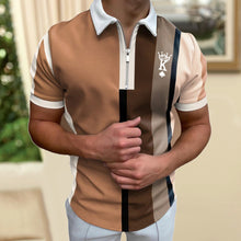 Laden Sie das Bild in den Galerie-Viewer, Lässiges kurzärmliges Poloshirt mit Digitaldruck für Herren