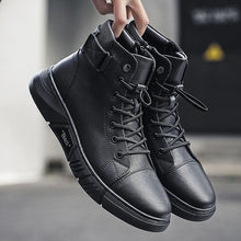 Laden Sie das Bild in den Galerie-Viewer, Modische Lässige Schwarze Lederschuhe