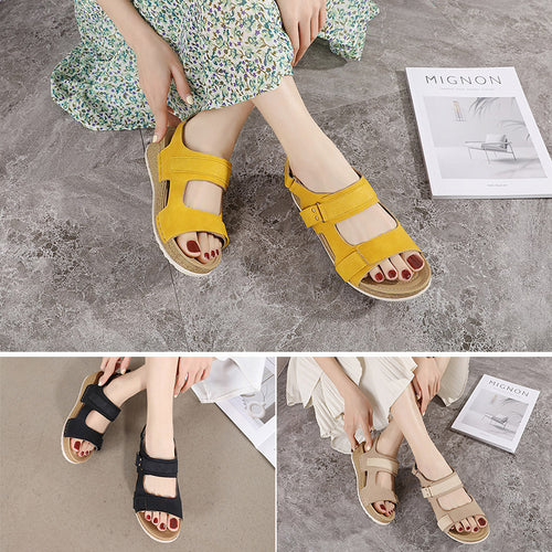 Modische vielseitige bequeme Damensandalen mit Klettverschluss und Plateausohle