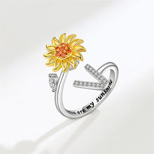 Laden Sie das Bild in den Galerie-Viewer, Tochter/Enkelin verstellbarer Sonnenblumen-Alphabet-Ring
