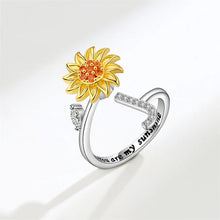 Laden Sie das Bild in den Galerie-Viewer, Tochter/Enkelin verstellbarer Sonnenblumen-Alphabet-Ring