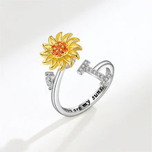 Laden Sie das Bild in den Galerie-Viewer, Tochter/Enkelin verstellbarer Sonnenblumen-Alphabet-Ring