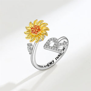 Tochter/Enkelin verstellbarer Sonnenblumen-Alphabet-Ring