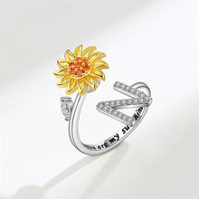 Laden Sie das Bild in den Galerie-Viewer, Tochter/Enkelin verstellbarer Sonnenblumen-Alphabet-Ring