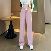 Laden Sie das Bild in den Galerie-Viewer, Damen-Sommerhose mit hoher Taille, drapierter Eisseide und weitem Bein