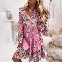 Laden Sie das Bild in den Galerie-Viewer, Elegantes und süßes Blumenkleid mit V-Ausschnitt