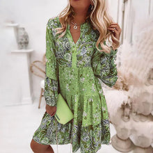 Laden Sie das Bild in den Galerie-Viewer, Elegantes und süßes Blumenkleid mit V-Ausschnitt