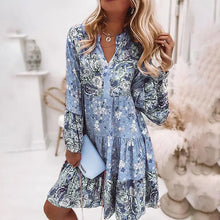 Laden Sie das Bild in den Galerie-Viewer, Elegantes und süßes Blumenkleid mit V-Ausschnitt