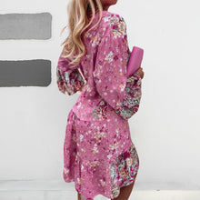 Laden Sie das Bild in den Galerie-Viewer, Elegantes und süßes Blumenkleid mit V-Ausschnitt