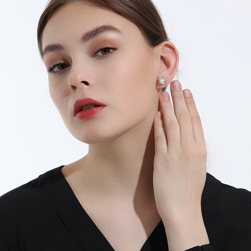 Schlichte Perlen Ohrstecker aus S925-Sterlingsilber