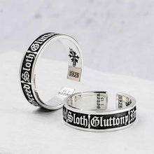 Laden Sie das Bild in den Galerie-Viewer, 7 Todsünden Offener S925-Sterlingsilberring