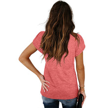 Laden Sie das Bild in den Galerie-Viewer, Einfarbiges Kurzarm-T-Shirt Mit V-Ausschnitt