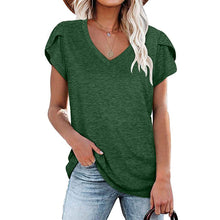 Laden Sie das Bild in den Galerie-Viewer, Einfarbiges Kurzarm-T-Shirt Mit V-Ausschnitt
