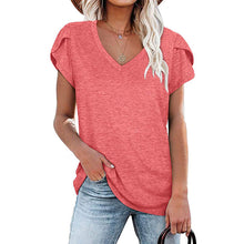 Laden Sie das Bild in den Galerie-Viewer, Einfarbiges Kurzarm-T-Shirt Mit V-Ausschnitt