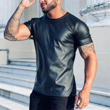 Laden Sie das Bild in den Galerie-Viewer, Sommer Schwarzes Leder-T-Shirt