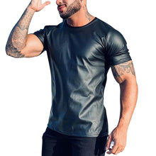 Laden Sie das Bild in den Galerie-Viewer, Sommer Schwarzes Leder-T-Shirt