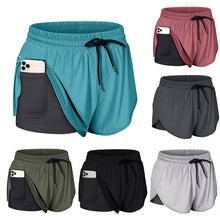 Laden Sie das Bild in den Galerie-Viewer, Sommer Zweilagige Trainingsshorts Mit Kordelzug