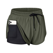 Laden Sie das Bild in den Galerie-Viewer, Sommer Zweilagige Trainingsshorts Mit Kordelzug