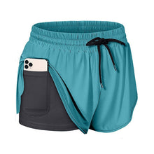 Laden Sie das Bild in den Galerie-Viewer, Sommer Zweilagige Trainingsshorts Mit Kordelzug