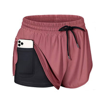Laden Sie das Bild in den Galerie-Viewer, Sommer Zweilagige Trainingsshorts Mit Kordelzug