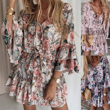 Laden Sie das Bild in den Galerie-Viewer, Sommerliches Blumenkleid Aus Chiffon